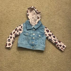 Cat & Jack Hooded Animal Print Arms Jean Jacket. Size 12M